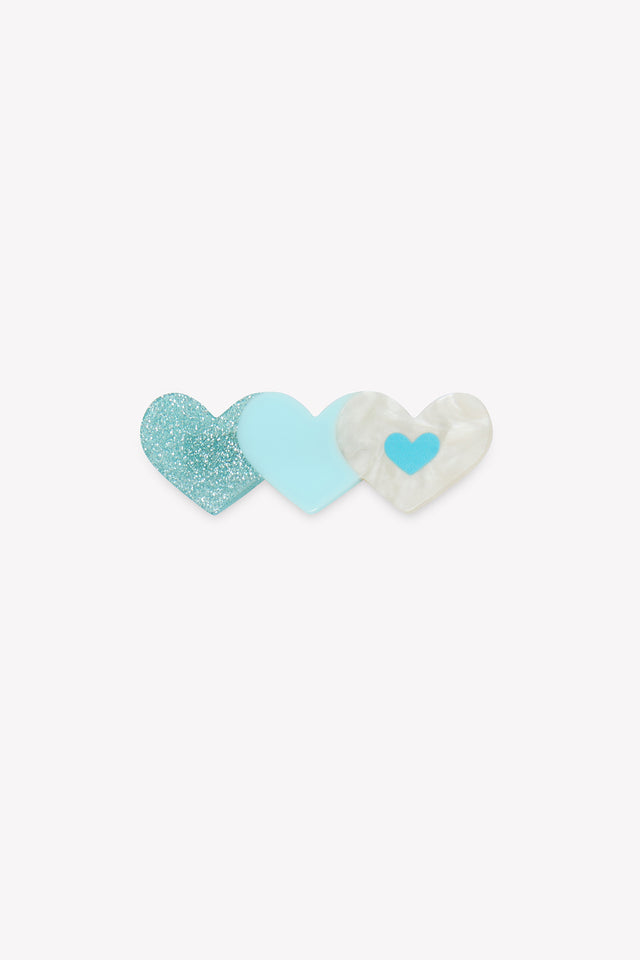 Barrettes - Bleu cœurs - Image principale
