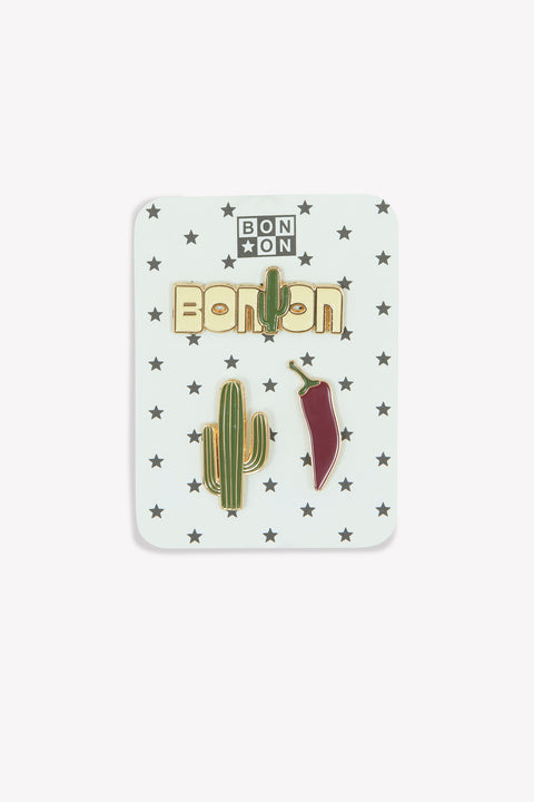 Set 3 Pins - Cactus Kaki - Image principale