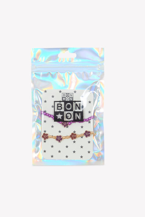 Lot de bracelets - Violet Fleurs - Image principale