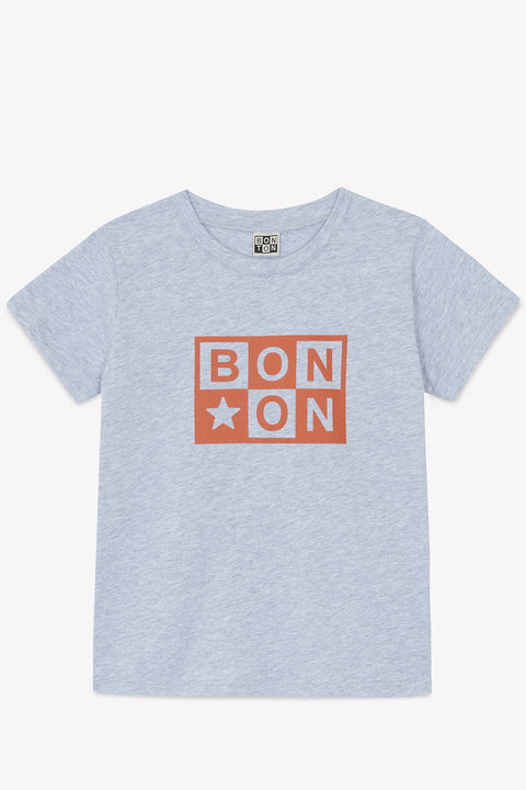 T-shirt - Tubo gris chiné logo bonton - Image principale