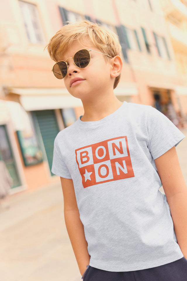 T-shirt - Tubo gris chiné logo bonton - Image principale