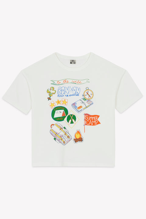 T-shirt - Livio blanc hamac illustration summer camp - Image principale