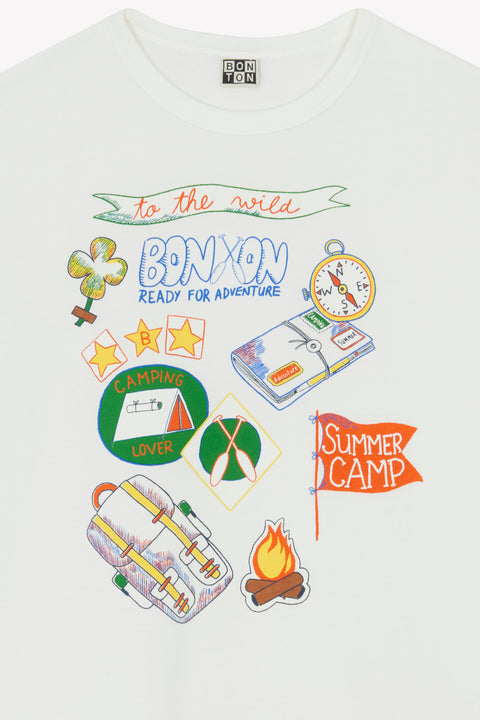 T-shirt - Livio blanc hamac illustration summer camp - Image principale