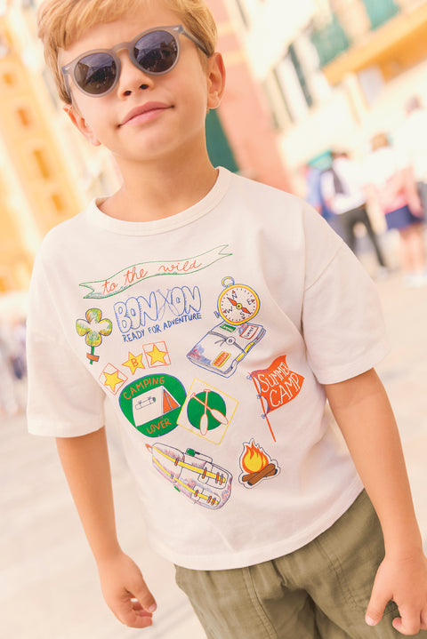 T-shirt - Livio blanc hamac illustration summer camp - Image principale