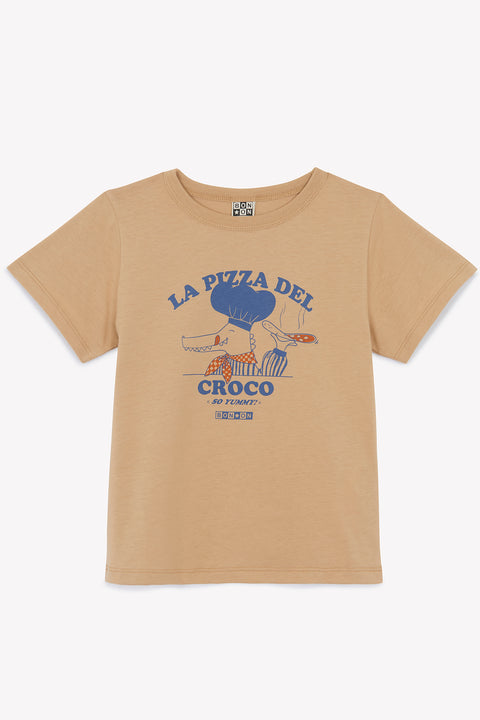 T-shirt - Tubo beige illustration "Pizza del croco" - Image principale