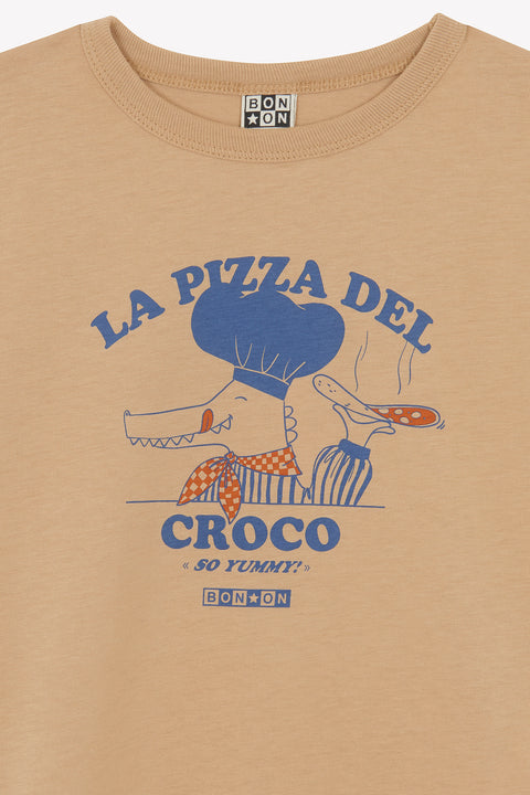 T-shirt - Tubo beige illustration "Pizza del croco" - Image principale