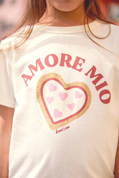 T-shirt - Tubo ecru bonton illustration "Amore Mio" - Image principale