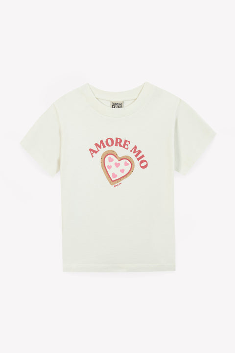 T-shirt - Tubo ecru bonton illustration "Amore Mio" - Image principale
