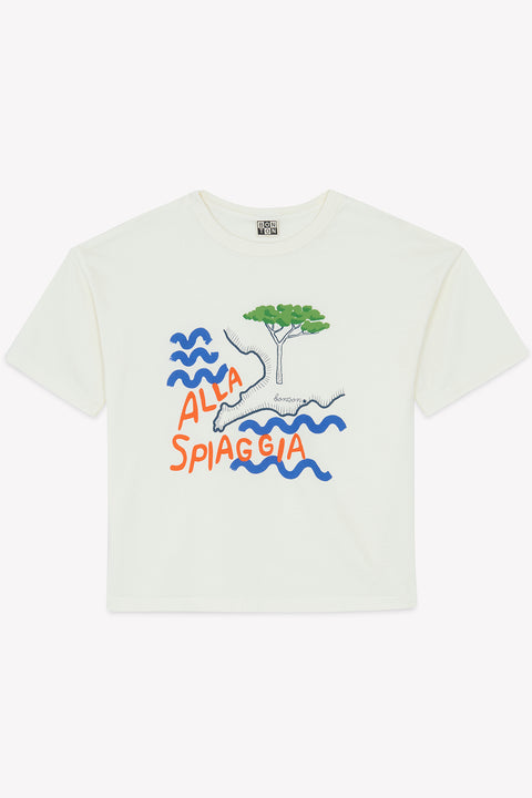 T-shirt - Livio écru bonton imprimé "Alla Spiaggia" - Image principale