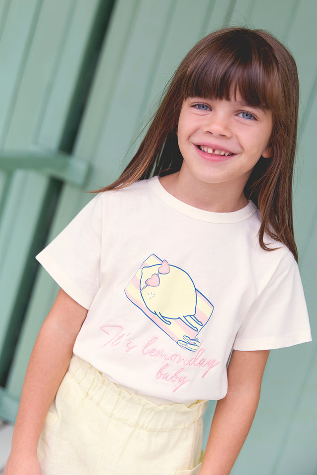 T-shirt - Tubo ecru bonton Illustration “Lemonday” - Image principale
