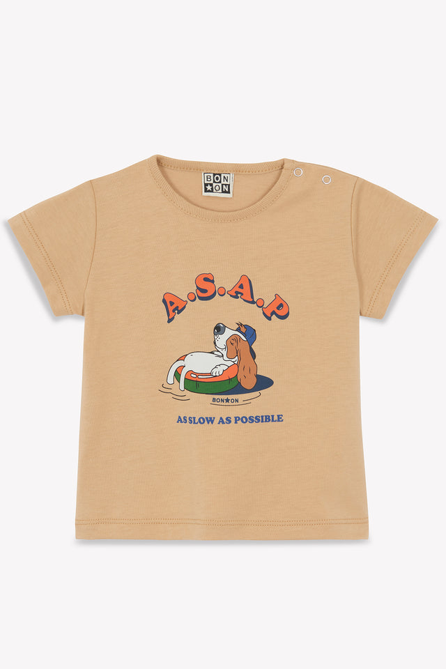 T-shirt - Tuba beige sieste illustration "Chien Asap" - Image principale