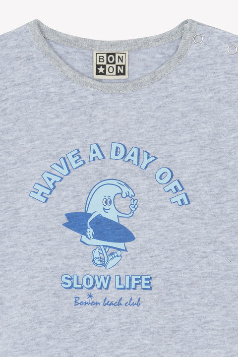 T-shirt - Tuba gris chiné illustration "Day Off" - Image principale