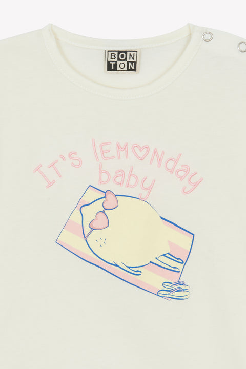 T-shirt - Tuba lemon day ecru Bonton - Image principale