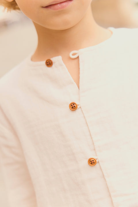Shirt - Linde Écru Bonton in cotton gauze - Image principale