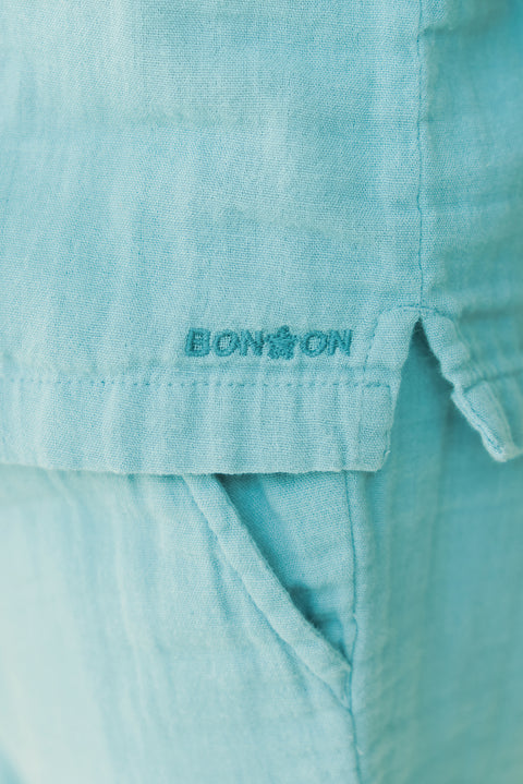 Shirt - Linde Blue fish in cotton gauze - Image principale