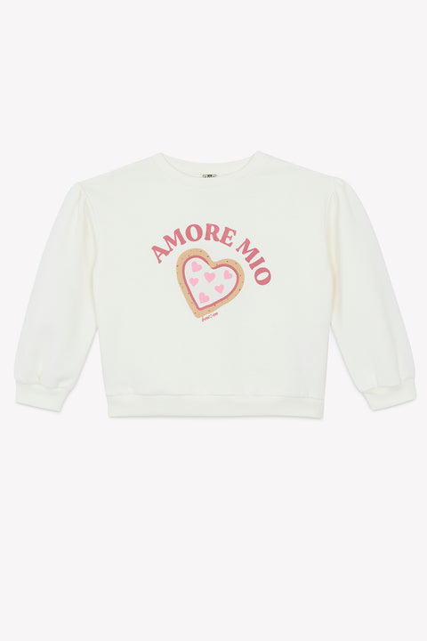 Sweat - Lys ecru bonton illustration "Amore Mio" - Image principale