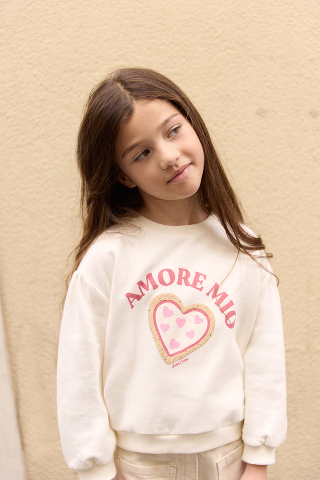 Sweat - Lys ecru bonton illustration "Amore Mio" - Image principale