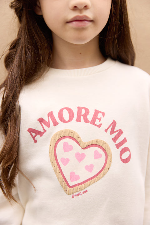 Sweat - Lys ecru bonton illustration "Amore Mio" - Image principale