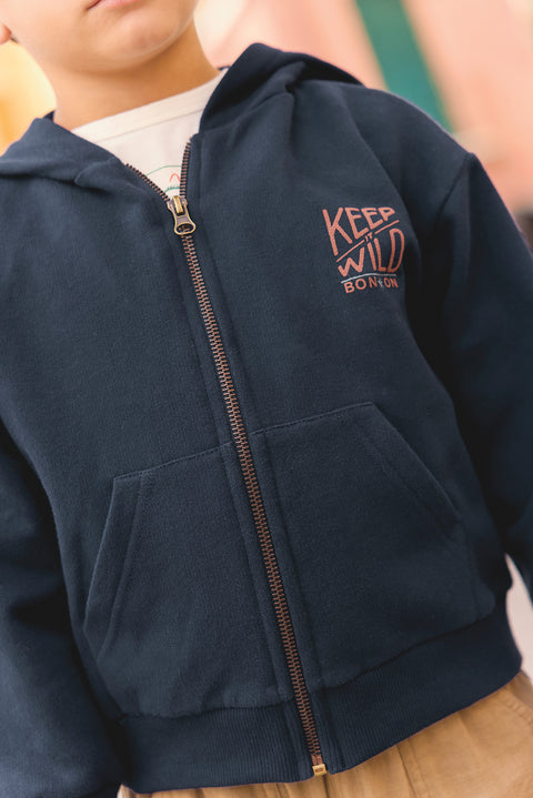 Sweat - Lu bleu nuit imrimé "keep it wild" - Image principale