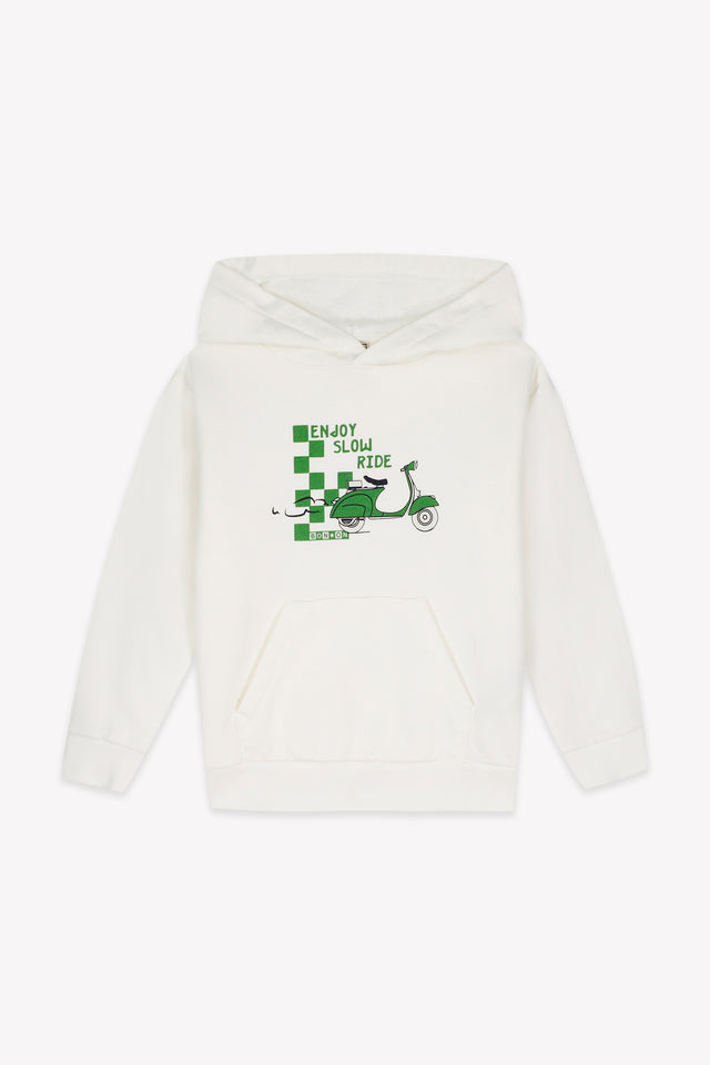 Sweat - Lennon écru bonton illustration scooter - Image principale