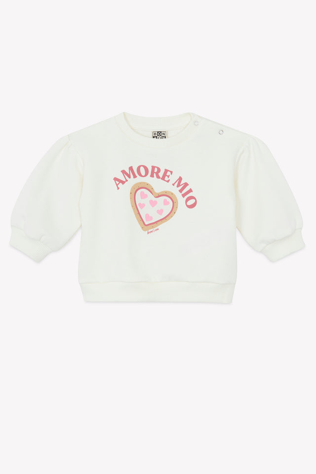 Sweat - Lys ecru bonton illustration "Amore Mio" - Image principale