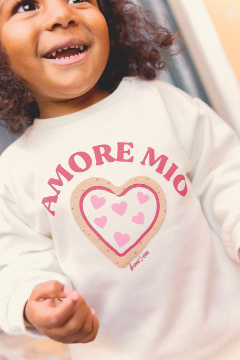 Sweat - Lys ecru bonton illustration "Amore Mio" - Image principale