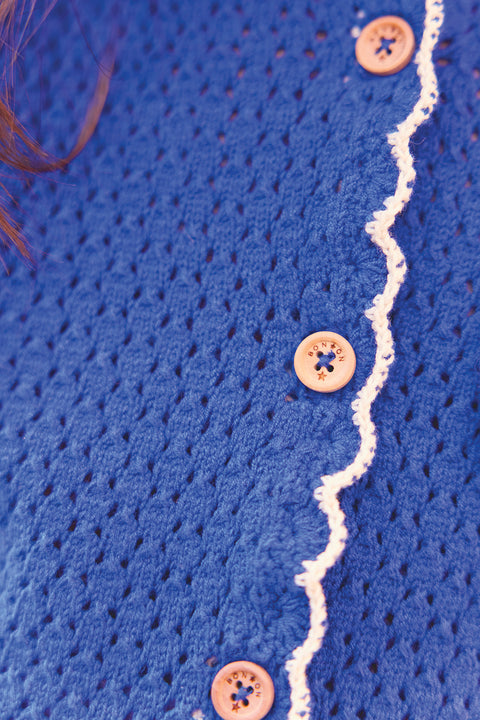 Cardigan - Lanza bleu fou en crochet - Image principale