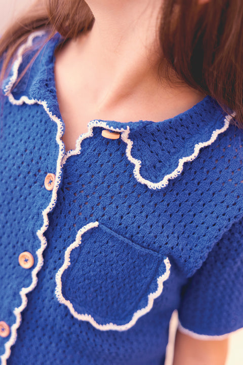 Cardigan - Lanza bleu fou en crochet - Image principale