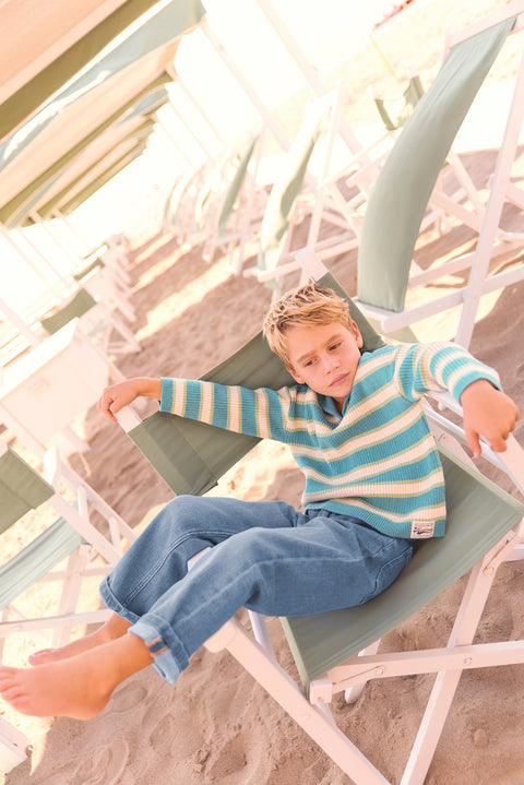 Sweater - Leonard Blue Fish striped - Image principale