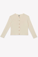 Cardigan - Lotta écru bonton en tricot côtelé