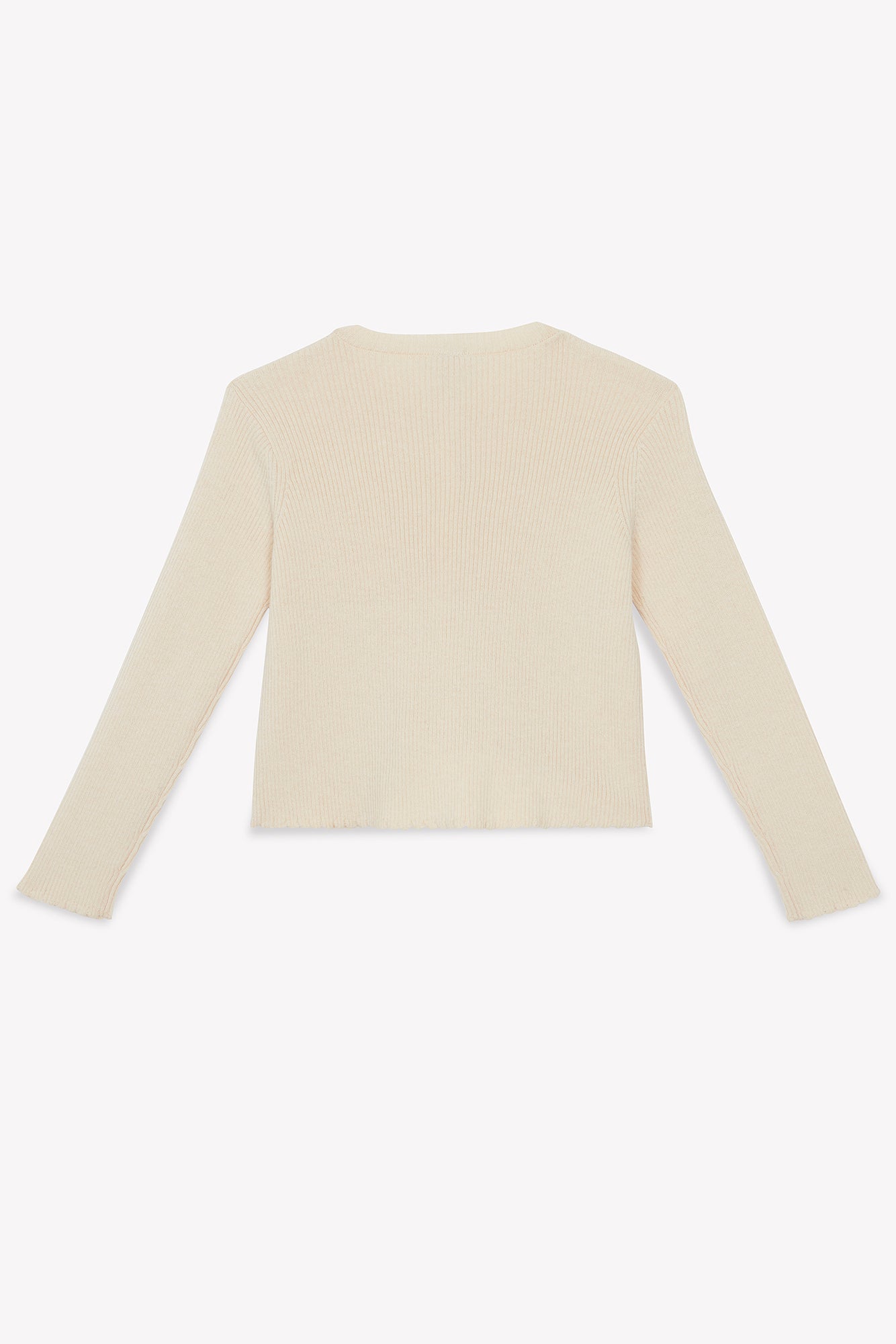 Cardigan - Lotta écru bonton en tricot côtelé