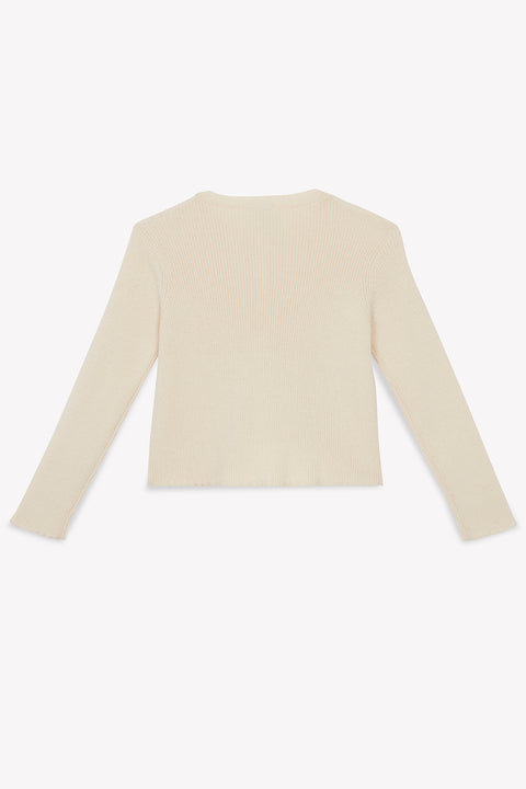 Cardigan - Lotta écru bonton en tricot côtelé - Image principale