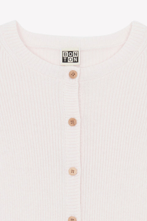 Cardigan - Lotta rose parfait en tricot côtelé - Image principale
