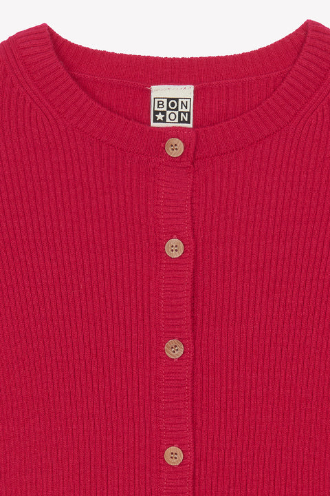 Cardigan - Lotta rose guili en tricot côtelé - Image principale
