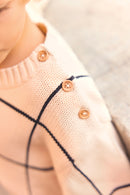 Pull - Misty écru bonton quadrillé