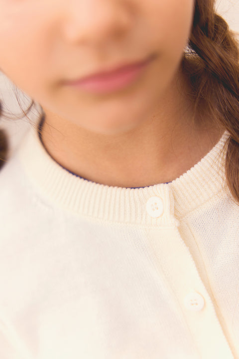 Cardigan - Lola ecru bonton Illustration “My little shrimp” - Image principale