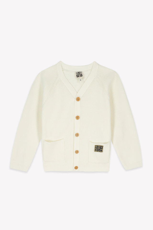Cardigan - Lorenzo écru bonton - Image principale