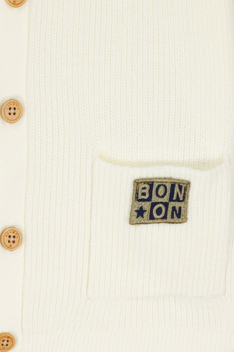 Cardigan - Lorenzo écru bonton - Image principale