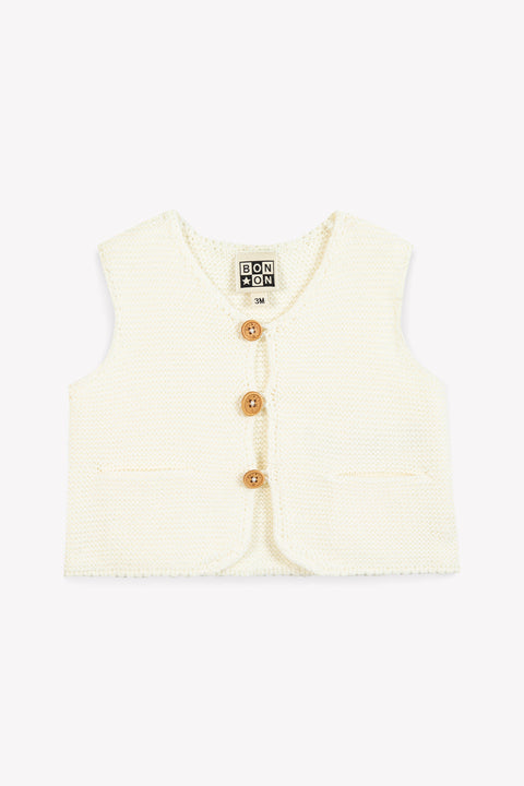 Cardigan - Léon écru bonton - Image principale