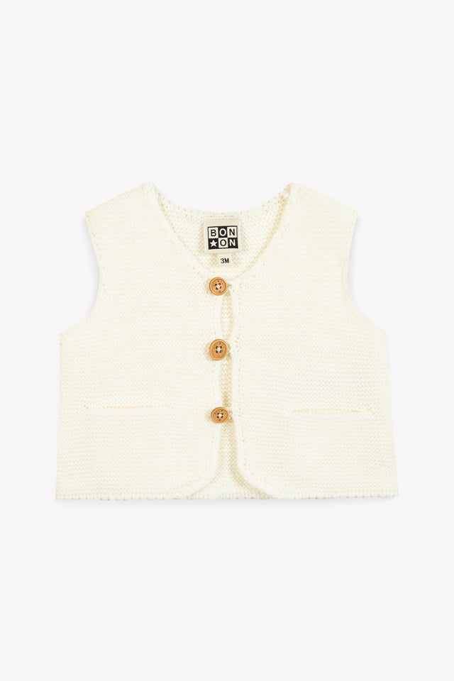 Gilet - Léon écru bonton - Image principale