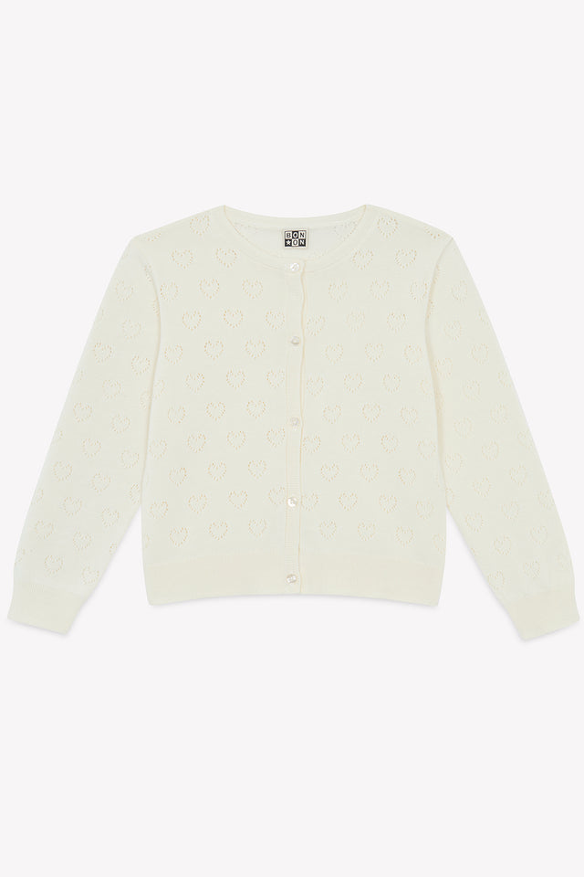 Cardigan - Lilou écru bonton ajouré - Image principale