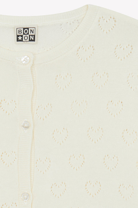 Cardigan - Lilou écru bonton ajouré - Image principale