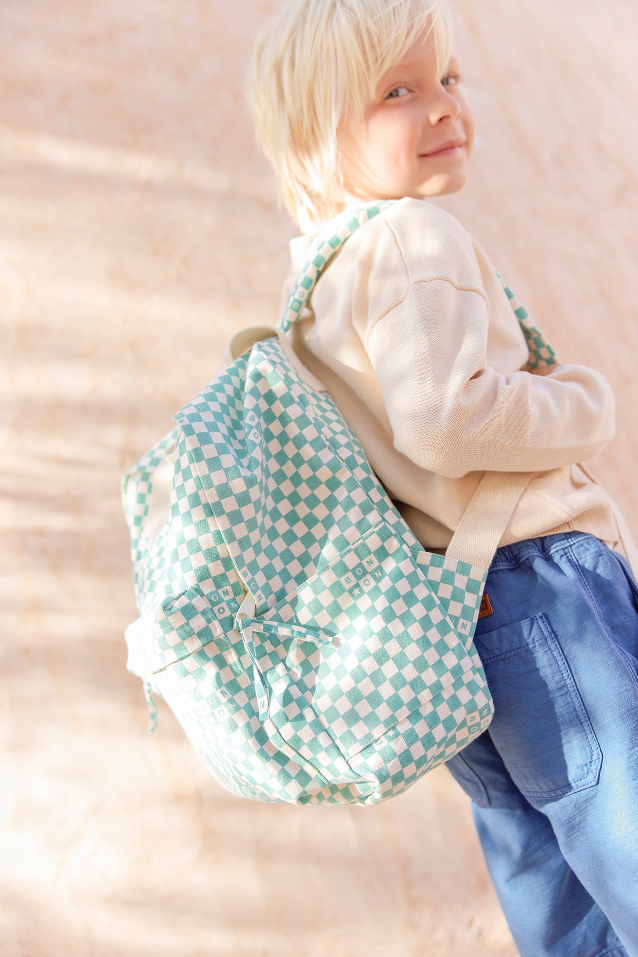 Backpack - Middle checkerboard Blue vintage