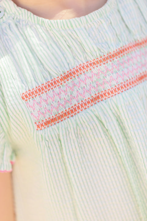 Robe - Louison rayures menthe à l'eau - Image principale