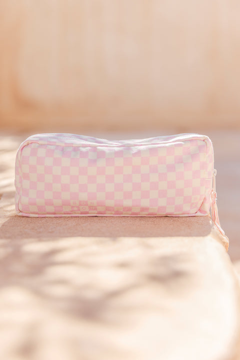 Trousse - Damier rose clair - Image principale