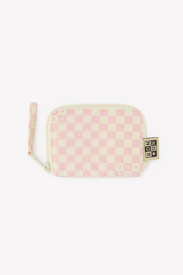 Porte-monnaie - Damier rose clair - Image principale