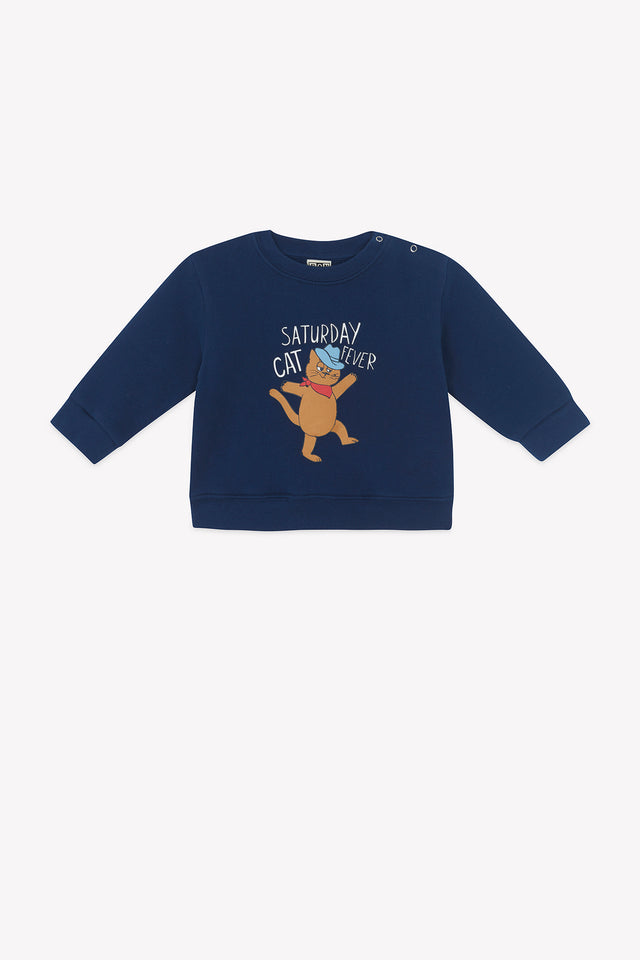 Sweatshirt - Smily Cat Fever Blue Raw - Image principale