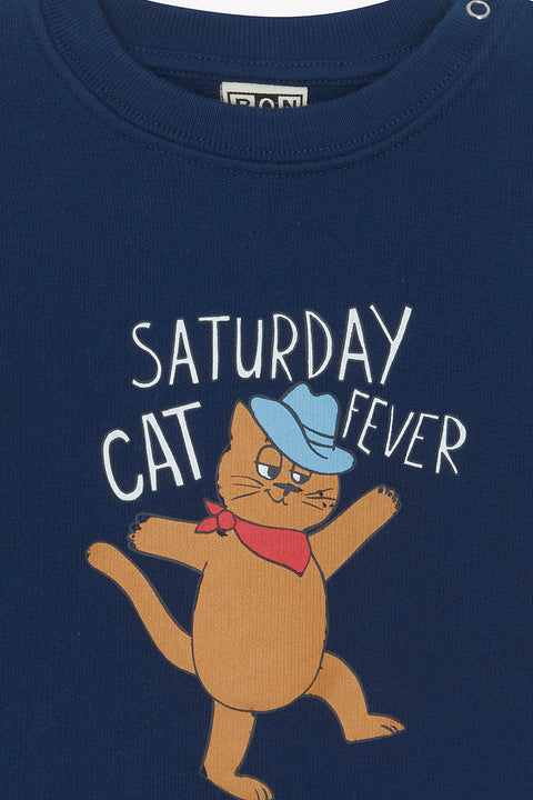 Sweatshirt - Smily Cat Fever Blue Raw - Image principale