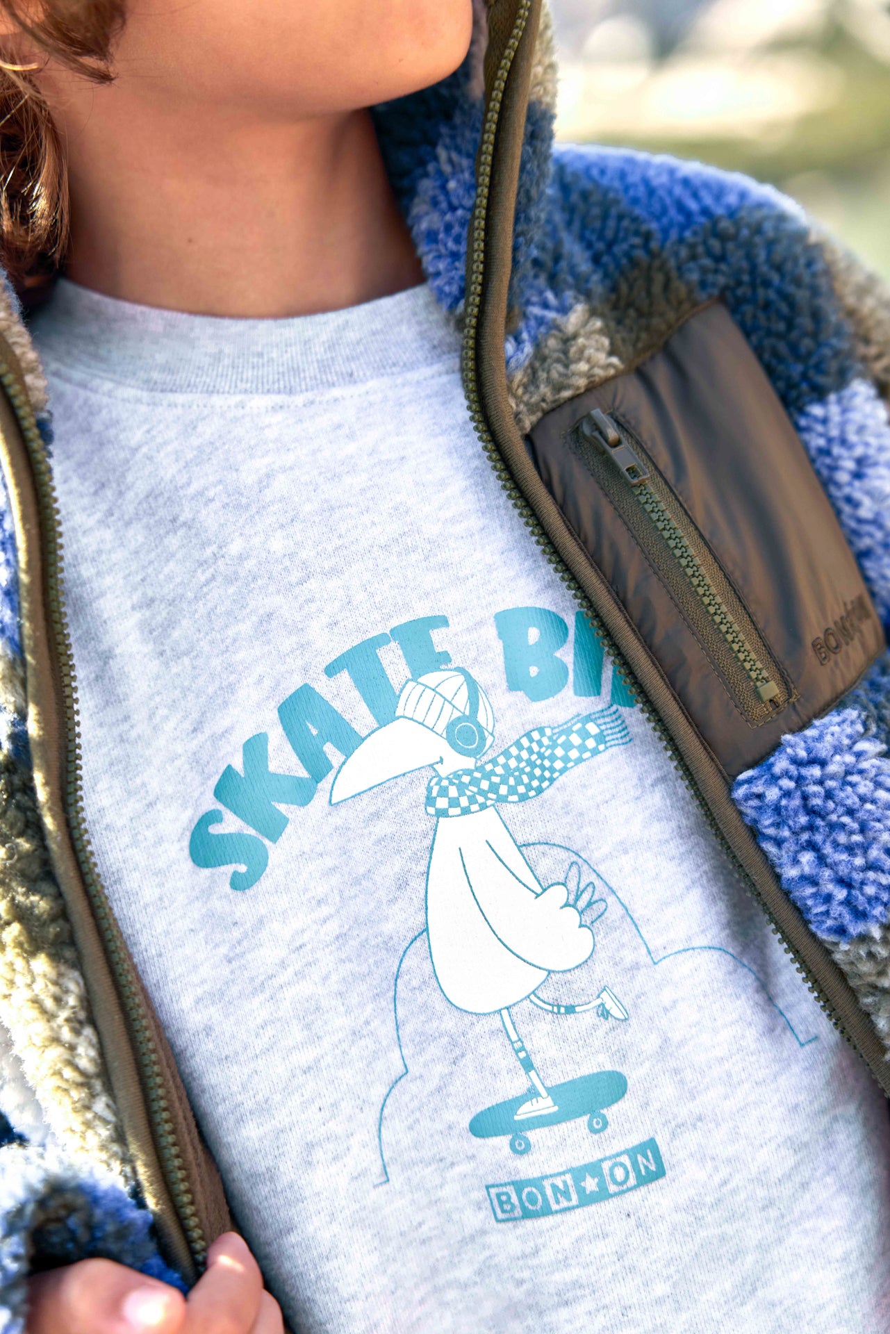 Sweat - Smile Skatebird Gris Chine
