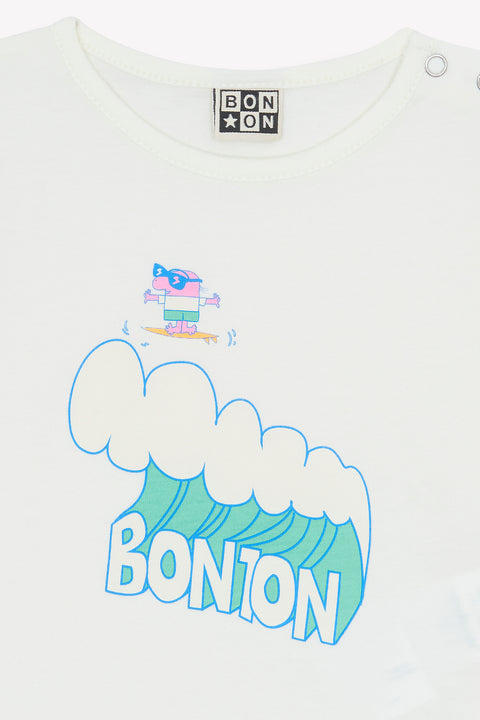 T-Shirt - Tuba Wave Ecru Bonton - Image principale